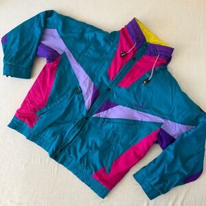 Vintage Nevica FS 16 MC Ski Jacket Color Block Retro 80s 90s Mens 44 L Teal
